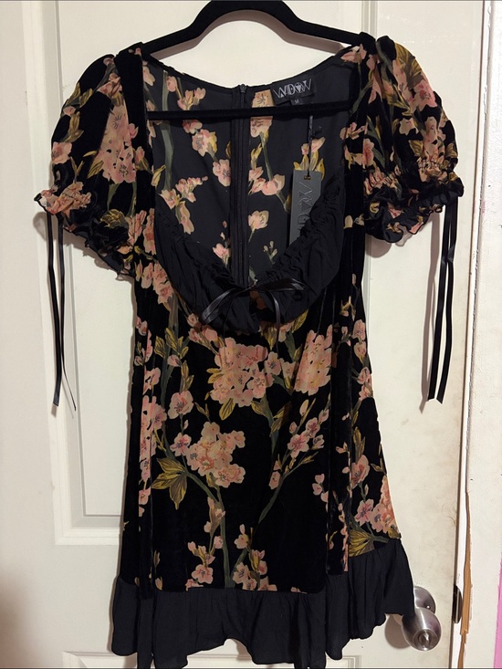 Dolls Kill Dresses & Skirts - Burned Romance Velvet Floral Babydoll Dress by Dolls Kill NWT